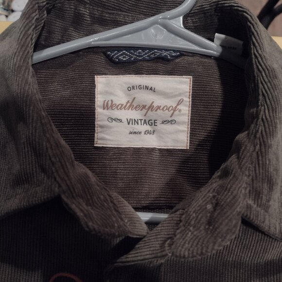 Original weatherproof mens medium vintage olive cordoroy button long sleeve - Picture 2 of 8